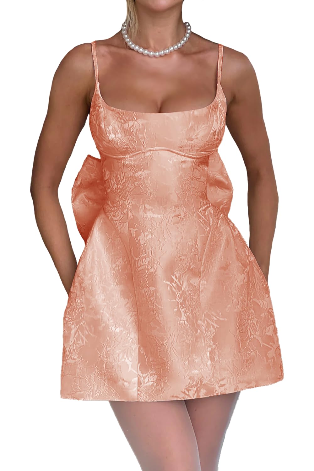 Vestido De Boas-vindas Cudiew Satin Jacquard A-line Rose Gold Teens