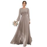 Vestido De Dama De Honra Yoff Taupe, Mangas Esvoaçantes, Tamanho Grande, Us28w