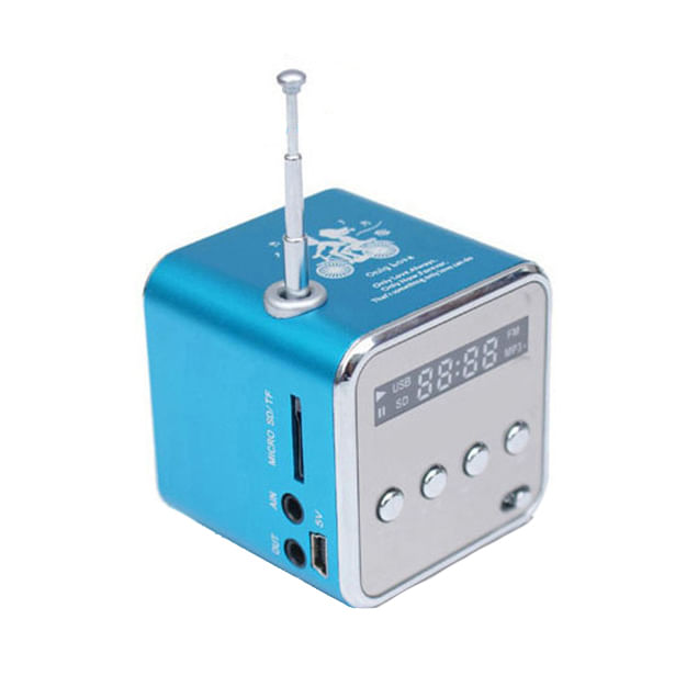 Alto-falantes Estéreo Portáteis Mini Blue Com Rádio Fm E Slot Sd/tf