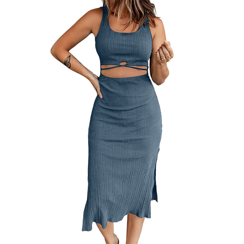 Vestido Irregularexy Blue Bodycon T-shirt Midi Para Mulheres