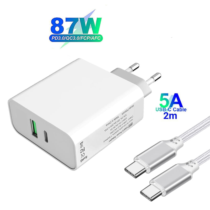 Adaptador De Carregamento 87w Pd Tipo C Com 2 Portas De Carregador Para Switch