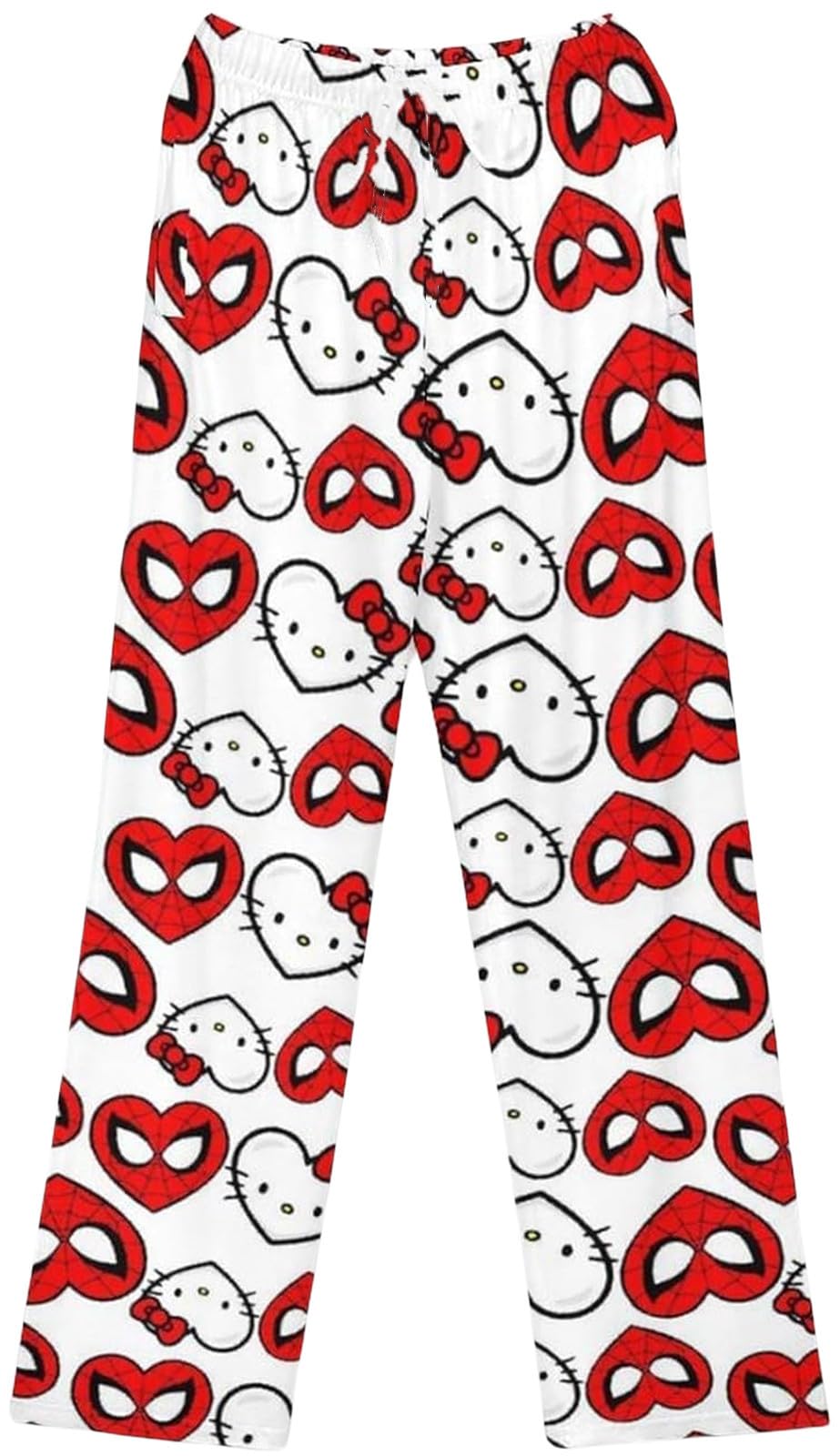 Calças De Pijama Kunsecsh Anime Cartoon Cute Cat Print Para Mulheres
