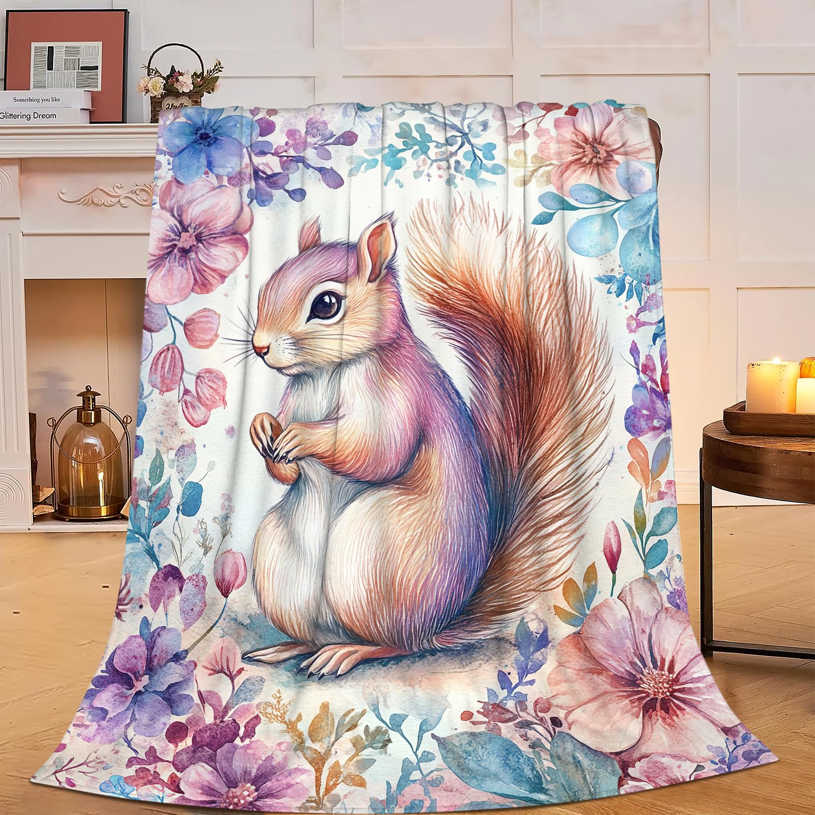 Cobertor Squirrel Fleece Throw Super Soft Warm Cozy 100x125cm