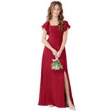 Vestido De Dama De Honra Jirocum Chiffon Para Adolescentes Juniores Scarlet