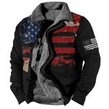 Casaco Zocavia Western Aztec Fleece Para Homens Preto Vermelho 4xl