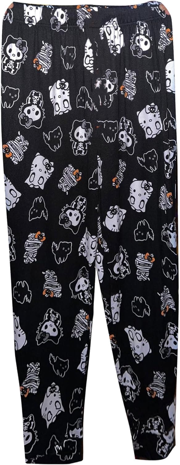 Calças De Pijama Kunsecsh Anime Cartoon Flannel Para Mulheres/meninas
