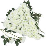 Buquê De Flores Artificiais Hoemwarm Silk White Rose X36