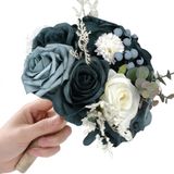 Buquê De Flores Artificiais Spirit Up Art Teal Rose Para Casamento