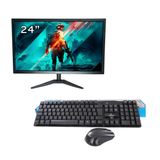 Kit 1 Monitor Led 24 Polegadas Full Hd Kit Teclado E Mouse
