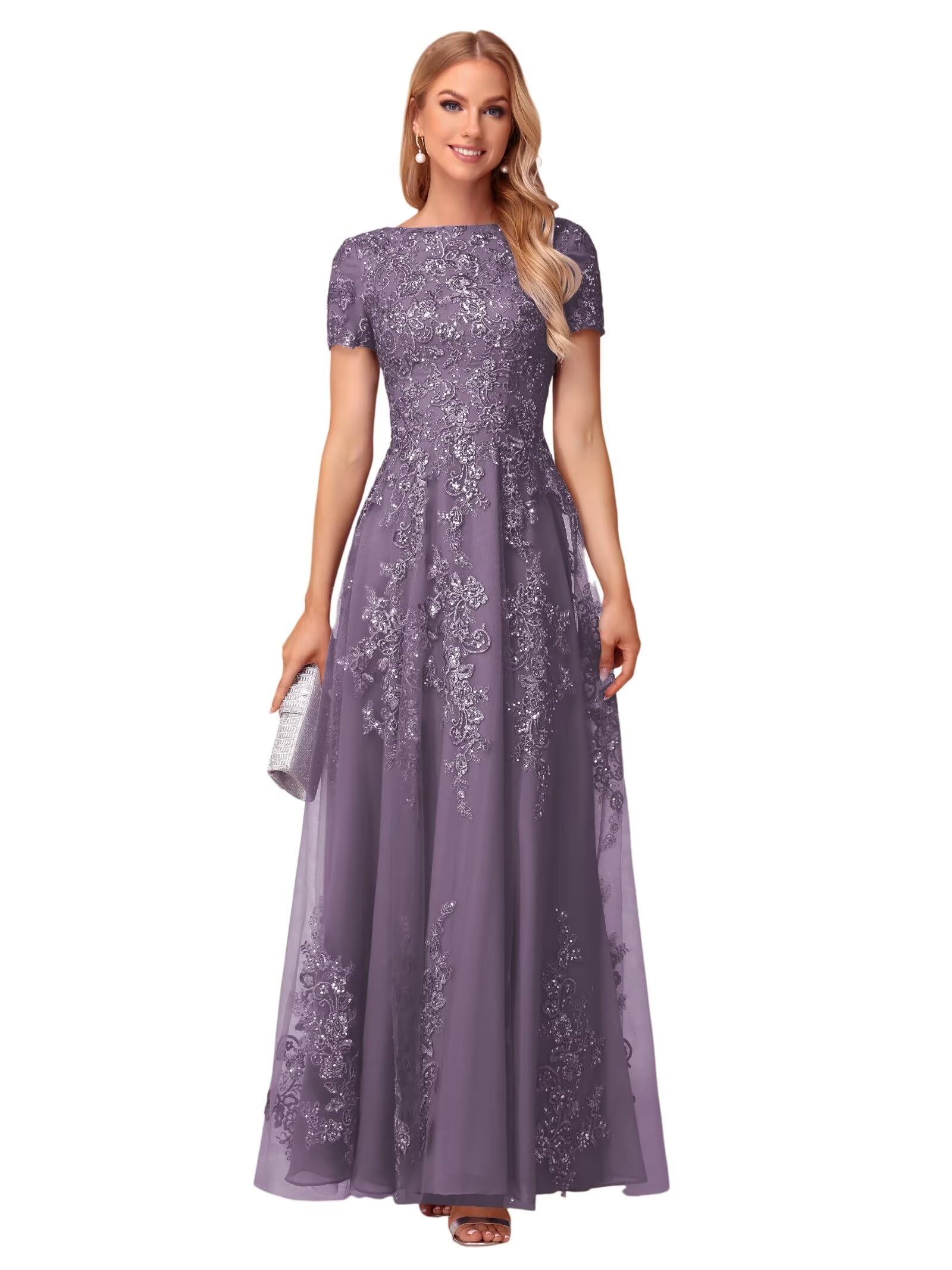 Vestido Para A Mãe Da Noiva Yoff Wisteria Beaded Sequin Long