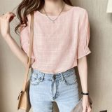 Camiseta Feminina De Chiffon De Manga Curta Rosa