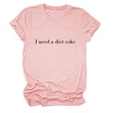 Camiseta Feminina Engraçada Piyewo Com Estampa De Letras, Gola Redonda, Rosa