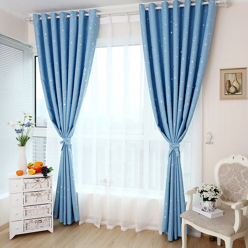 Cortina Star Pattern Blackout Poliéster 100x130cm - Verde