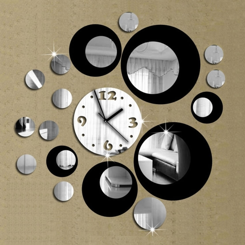 Espelho De Parede Com Relógio De Parede Analógico E-thinker E0401 Acrílico