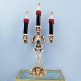 Três Luzes De Vela Led Vermelhas De Halloween Skeleton