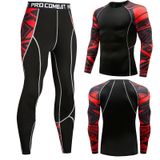 Camisetas Masculinas De Manga Comprida De Fitness De Mma Com Compressão Gráfica Completa