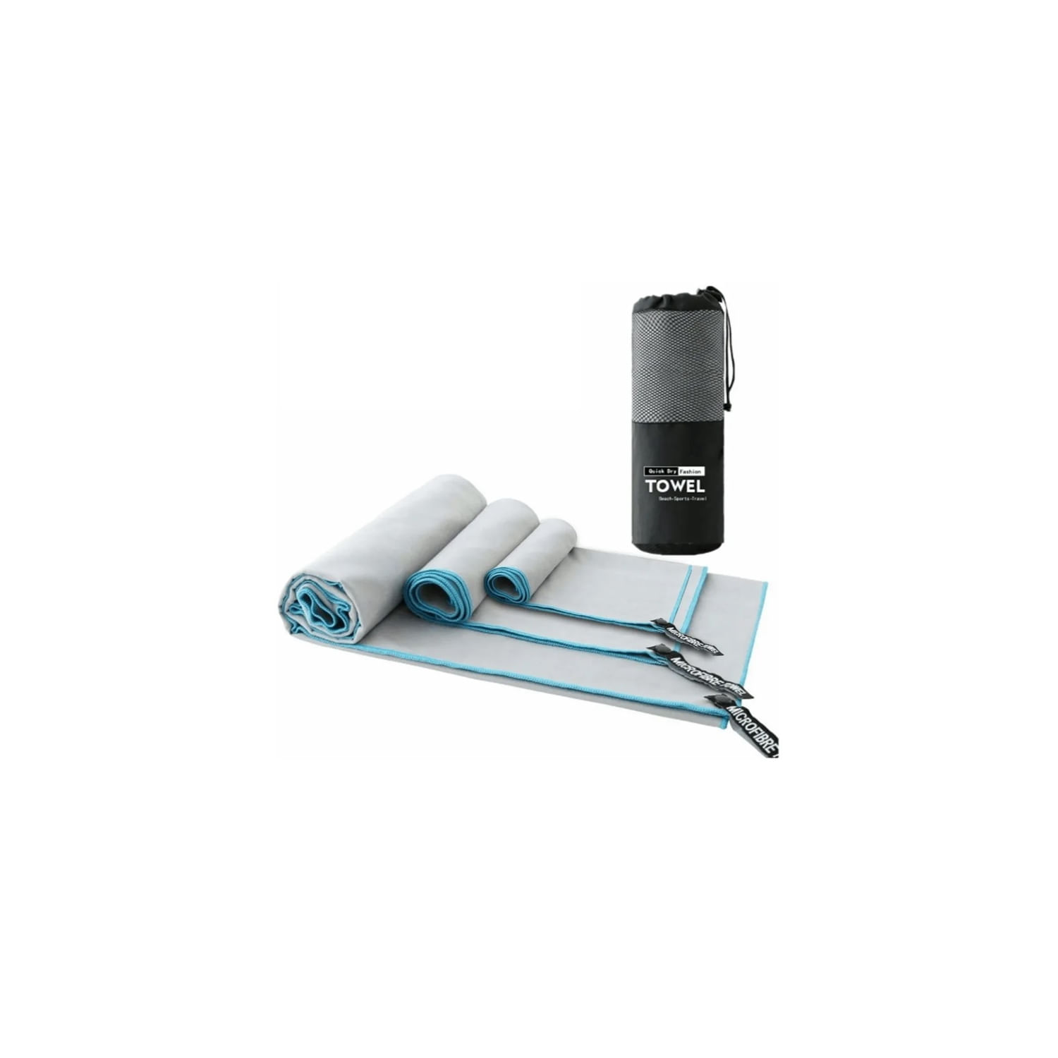 Toalha De Microfibra Quick Dry Grey 38x38cm, 80x40cm, 76x152cm