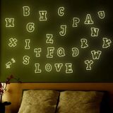 Adesivo De Parede Em Pvc Luminoso, Letras Inglesas, Números, Preto