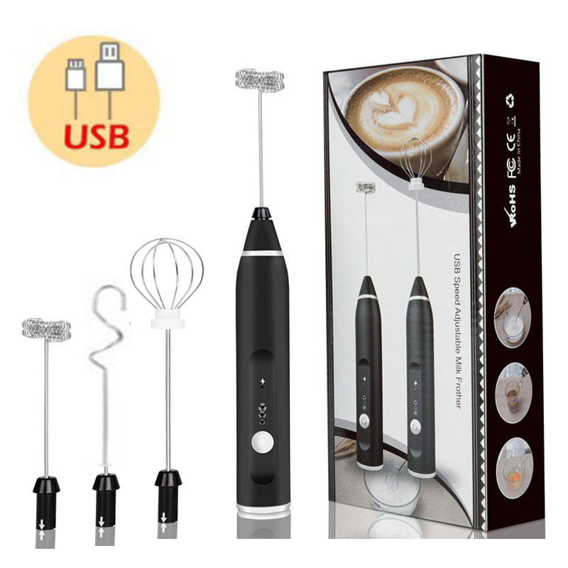 Milk Frother Usb Recarregável Portátil Com Batedores Para Café