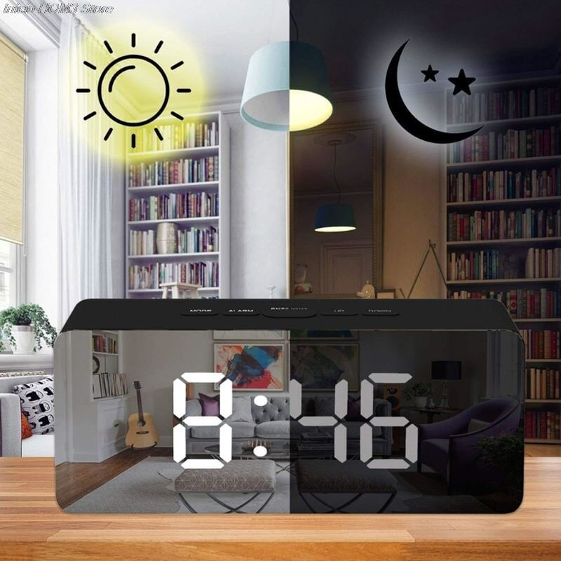 Relógio De Mesa Gohand Mirror Alarm Digital Led Display