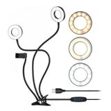 Lâmpada De Mesa Ring Light Photography Led Selfie Tiktok 3 Em 1