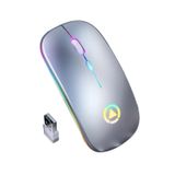 Mouse Sem Fio Silencioso Recarregável Com Luz Led Cinza De 2,4 Ghz