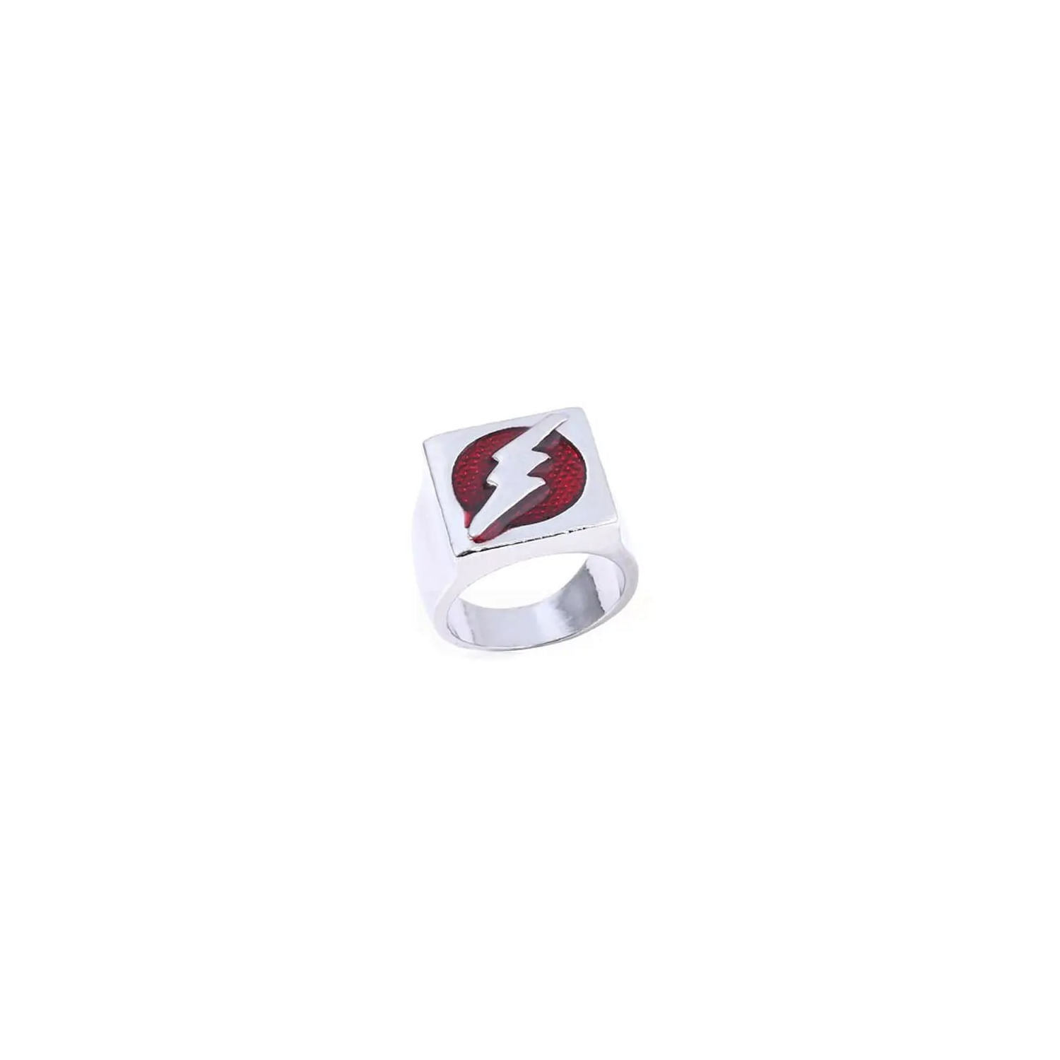Ring Flash Symbol Golden Alloy Metal Red Enamel