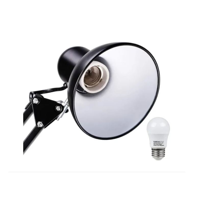 Lâmpada Flexible Arm Desk Studio Table Base Clip Black