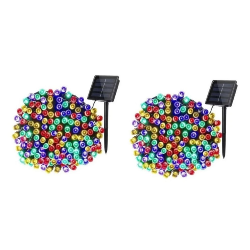 Guirlanda De Natal Com Luzes Solares 10m 100 Led Multicolor X2