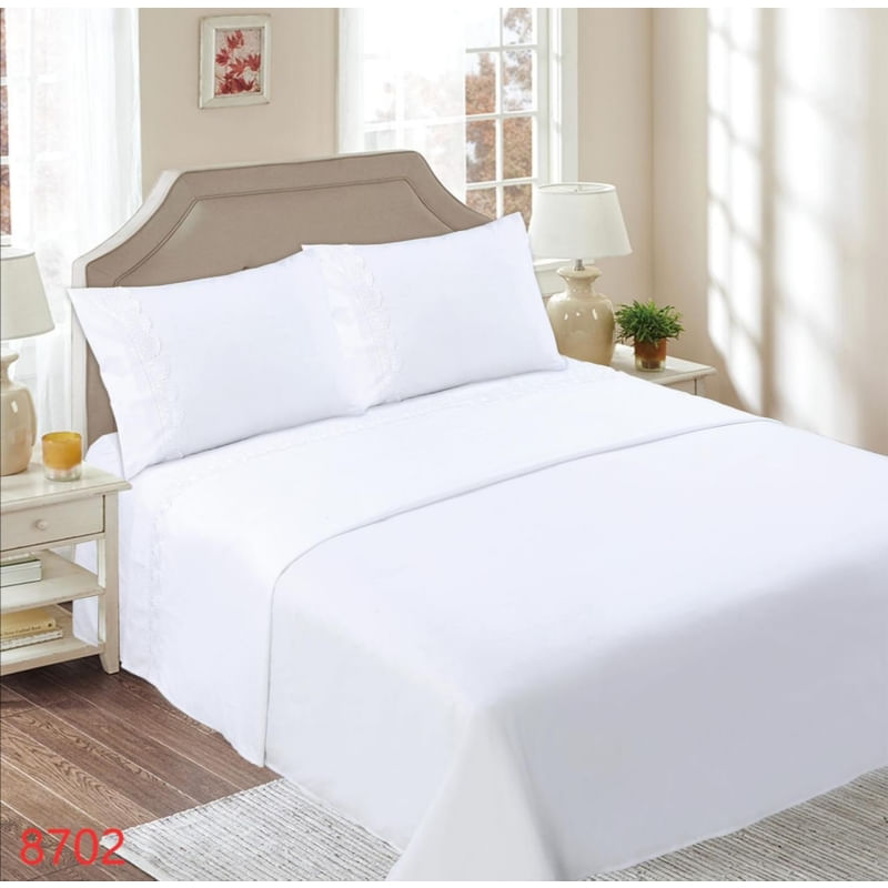 Conjunto De Lençóis King Size 144 Fios 50% Algodão 50% Poliéster