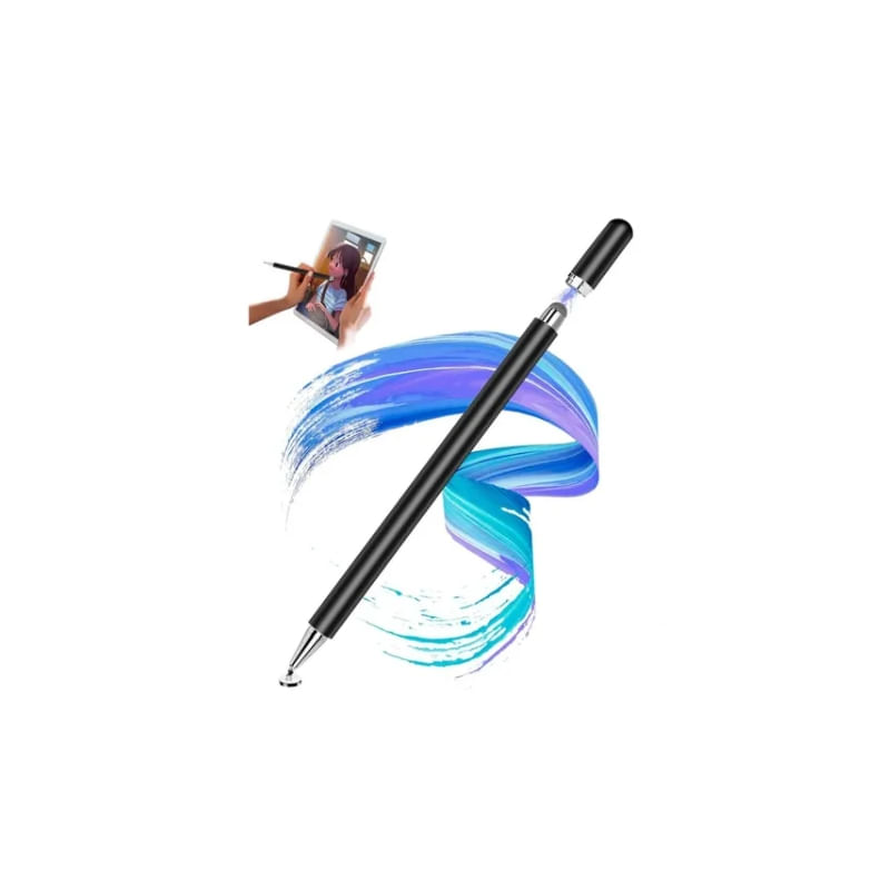 Caneta De Toque De Ponta Dupla Para Ipad, Tablet, Preta Metálica