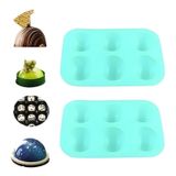 Molde De Silicone Half Sphere, Pacote De 6 Cavidades Com 2 Verde-água