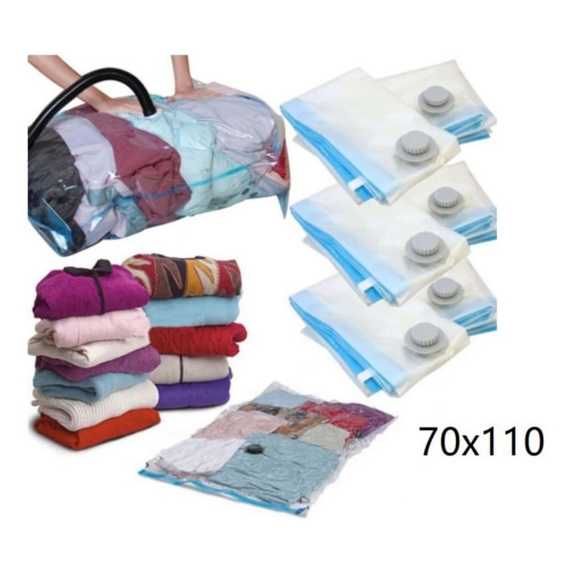 Saco A Vácuo Para Compressão De Roupas Economiza Espaço 70cm X 100cm