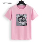 Camiseta Feminina Yoyiigaa Estampada De Manga Curta Branca