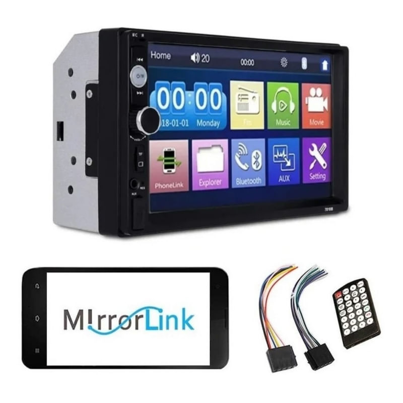 Estéreo De Carro 2din Mirror Link Bluetooth Touch Screen 7"