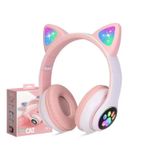 Fones De Ouvido Bluetooth Kids Cat Ears Com Luz Led Rgb