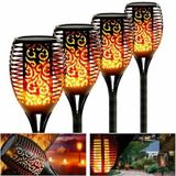 Conjunto De Estacas De Tocha Solar X4 Para Jardim De 58 Cm Com Led De 35 Lm
