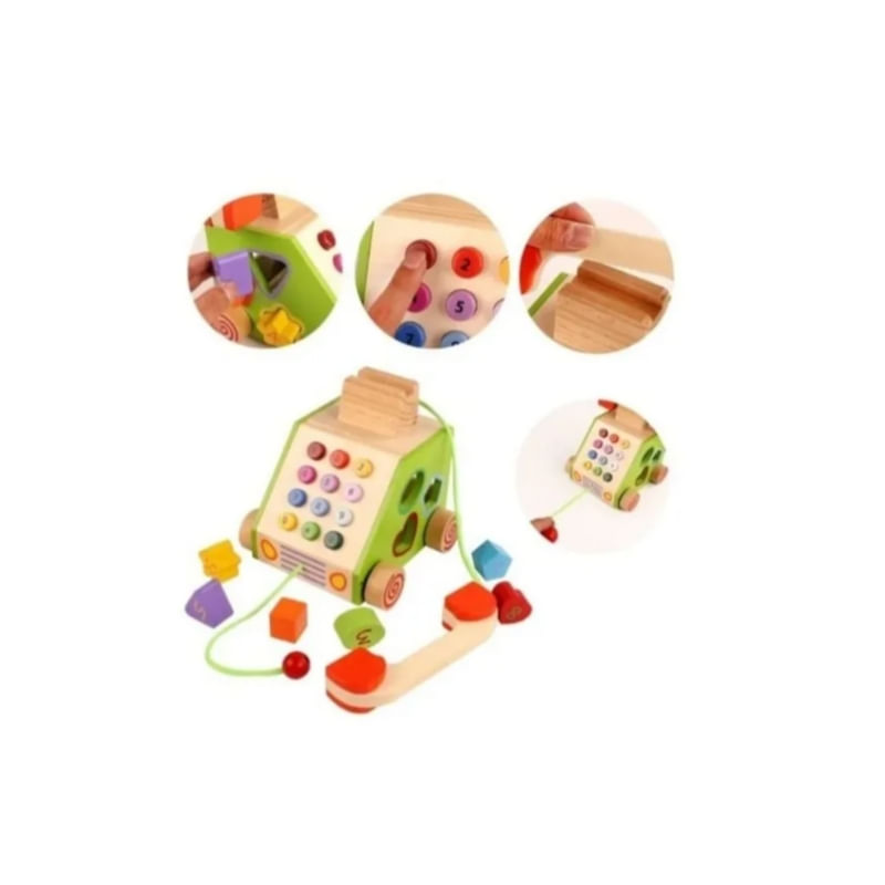 Brinquedo Educacional: Madeira, Telefone, Estimulação Infantil