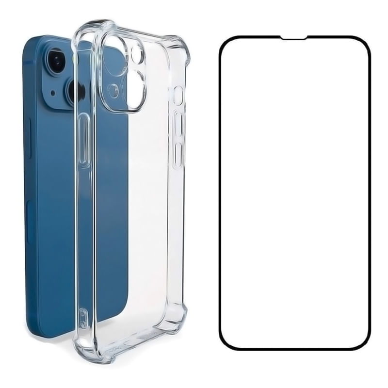 Protetor De Tela E Capa Para Iphone 14, Filme De Mica De Vidro Completo