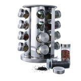 Vidro Espaçador Giratório Spice Maker Com 12 Potes De Aço Inoxidável