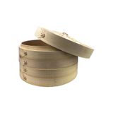 Panela De Vapor De Bambu Ecológica De 2 Níveis E 20 Cm De Diâmetro