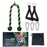 Conjunto Pulley Grip Verde Com Corda De Tríceps, 2 Alças E Mosquetão