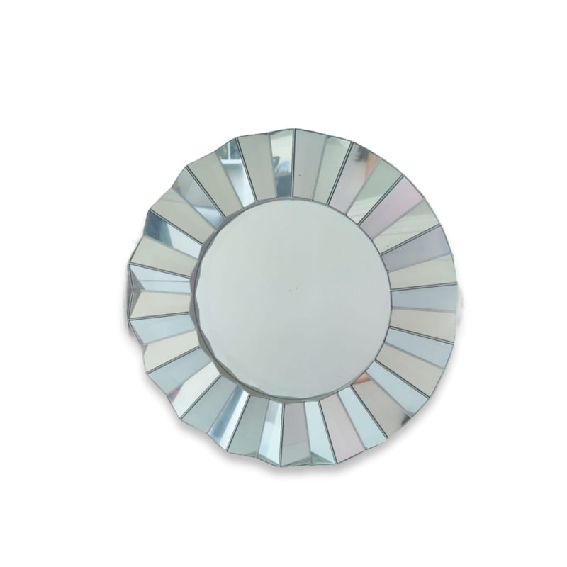 Espelho De Parede Moderno, Geométrico Chanfrado, 21 X 18 Polegadas, Prata