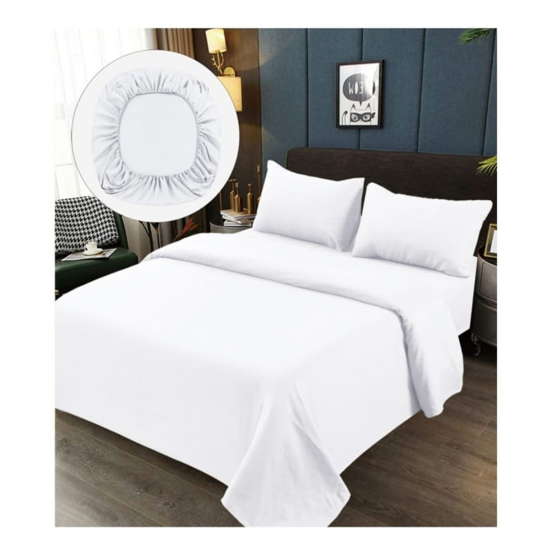 Conjunto De Lençóis 100% Algodão Queen Size 2.0 Seats - Branco