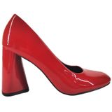 Sapato Feminino Formal De Couro Envernizado De Salto Alto E Grosso L509