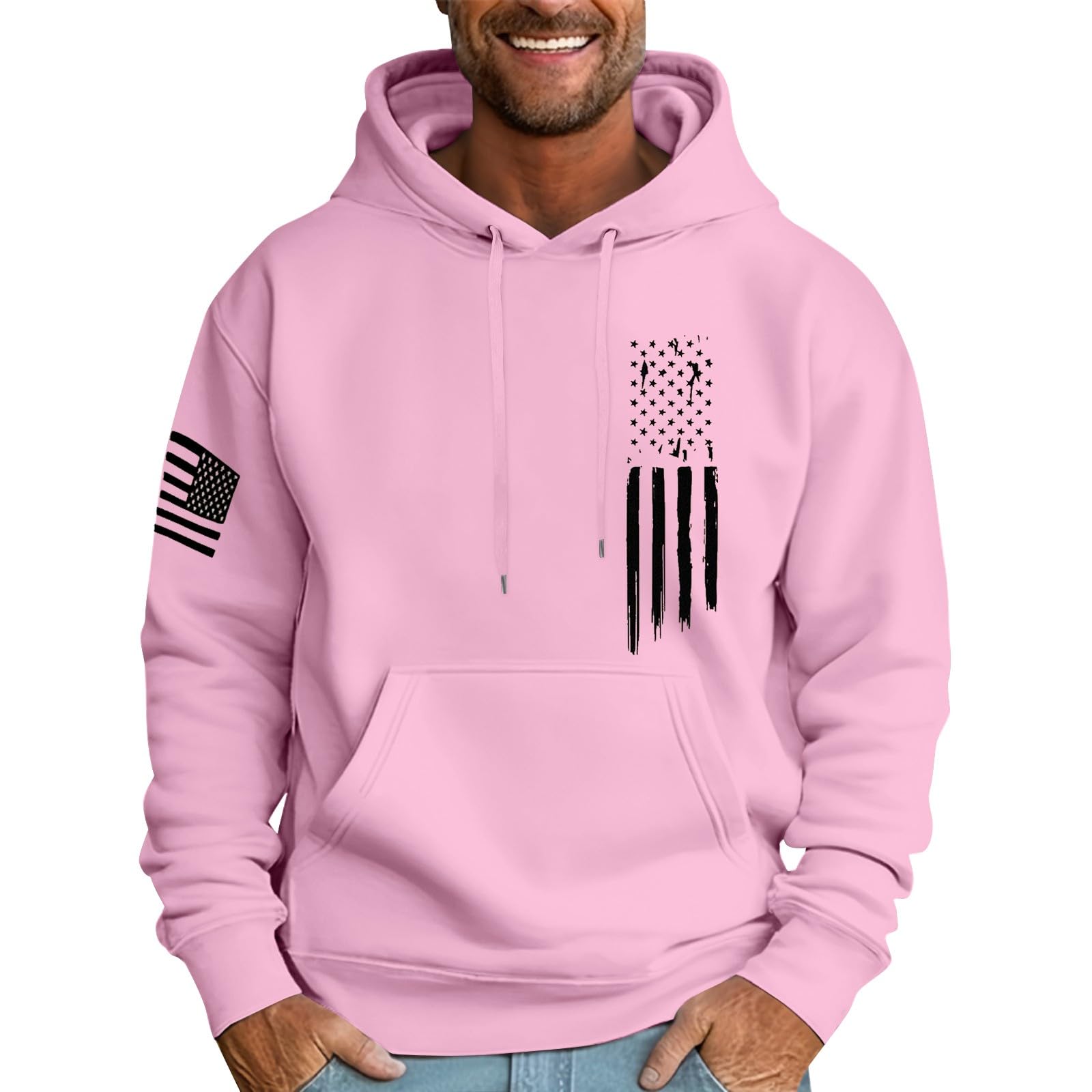 Moletom Masculino Com Capuz Mlyyjckg, Moderno, De Lã Grande E Bolsos Rosa M