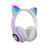 Fones De Ouvido Bluetooth Sem Fio Fucsia Rgb Cat Ears Bt 5.0