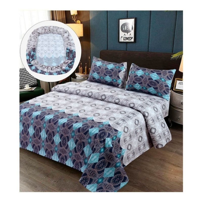 Conjunto De Lençóis 100% Algodão Premium 2.0 Seats (queen) - Branco E Azul