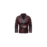 Jaqueta De Couro, Casaco De Motociclista Para Homens - Vermelho