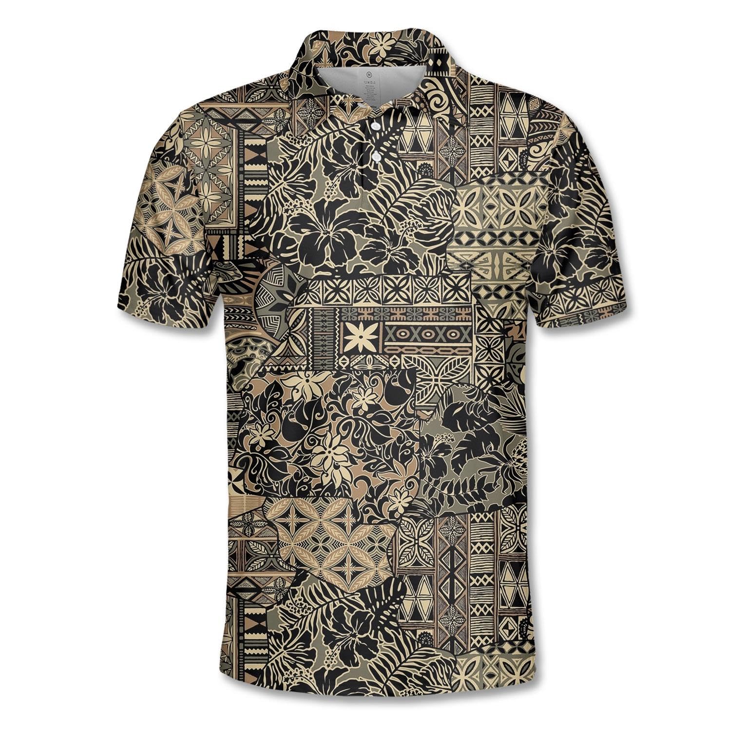 Camisa Polo De Golfe Pigmoo Funny Hibiscus Tribal Para Homens